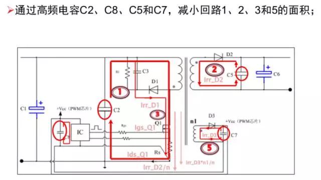 電源適配器利用高頻電容，減少回路面積